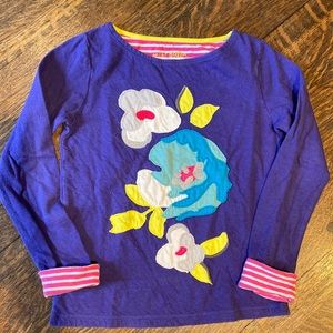 Mini Boden purple shirt with embroidered embellishment size 5/6